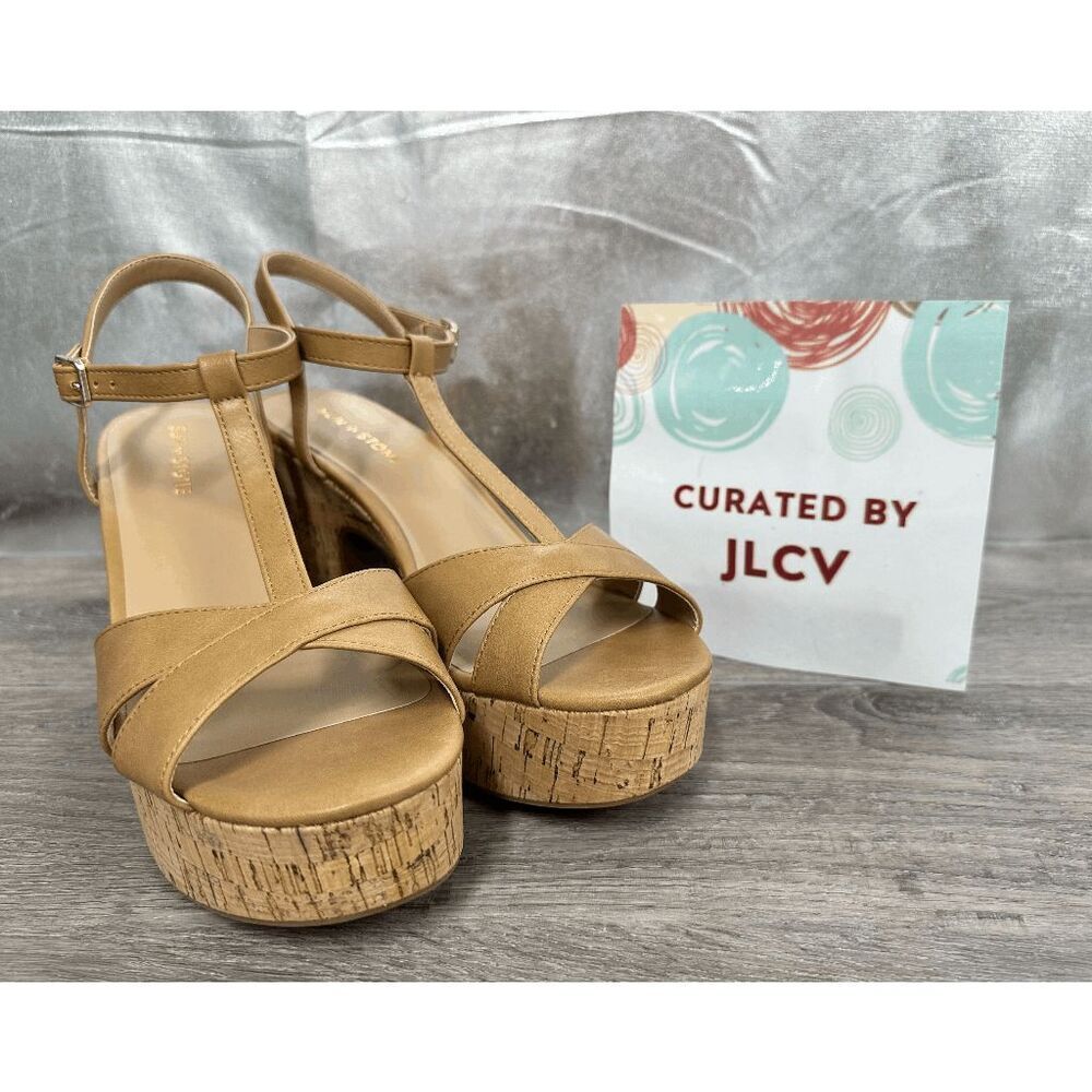 Sun + Stone Women's Jillien Platform Block Heel Dress Sandals - Tan 11M